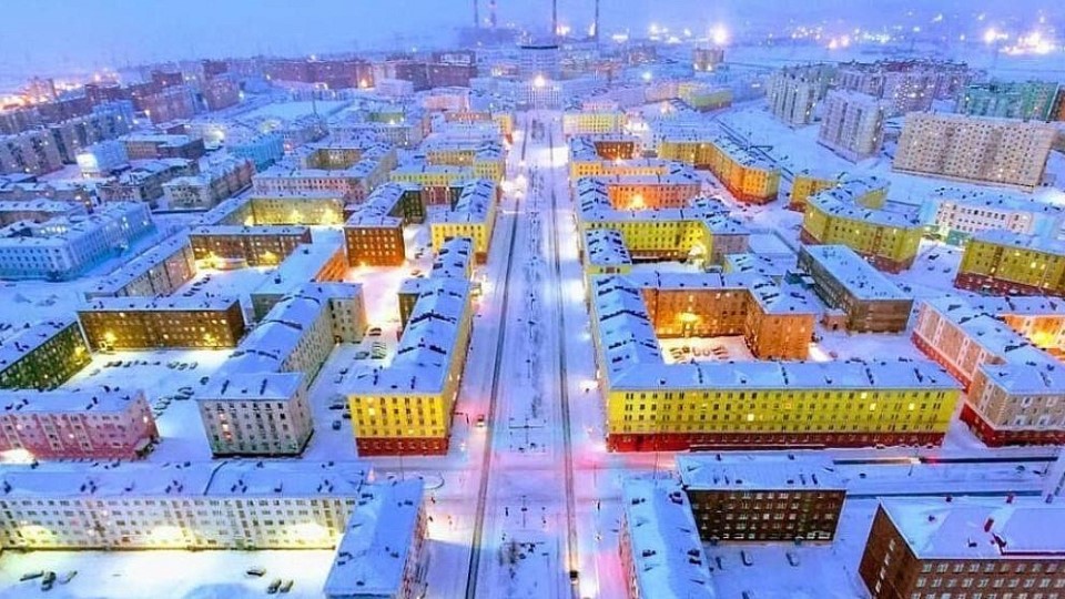 Норильск с высоты зимой