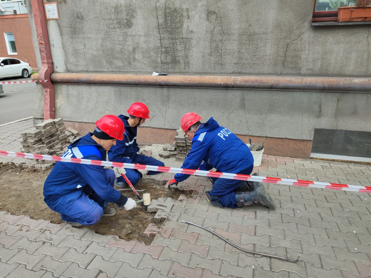Восстановление брусчатки на тротуаре