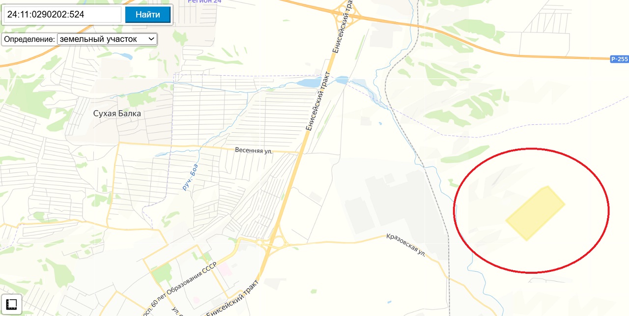 Земля под кладбище на карте