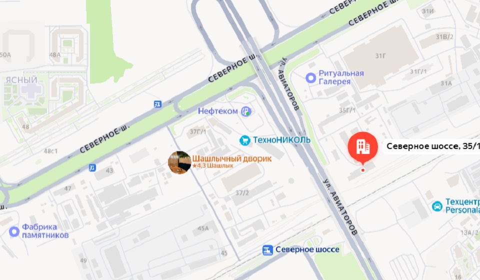 Карта на Северном шоссе