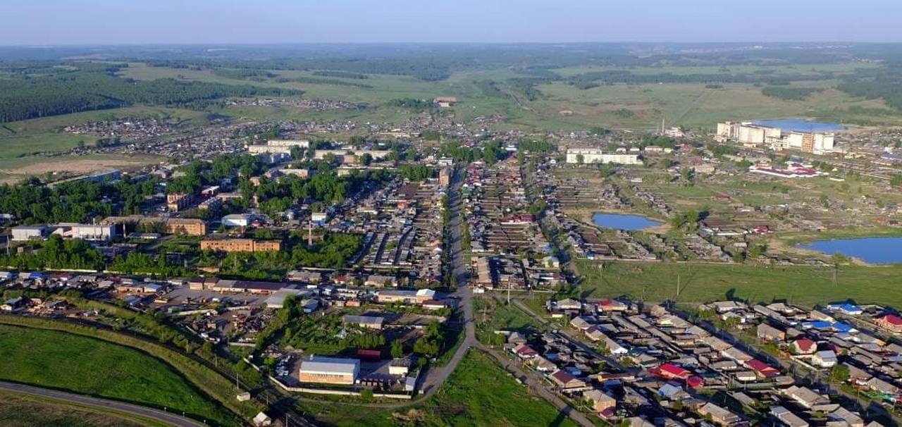 Город Заозерный в Красноярском крае. Вид с высоты