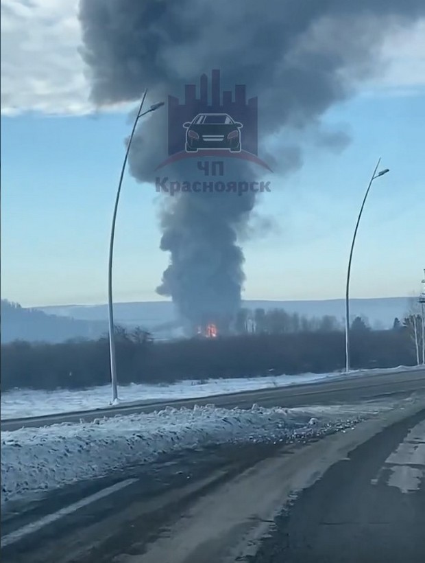 Пожар в производственном цеху в Еловом под Красноярском