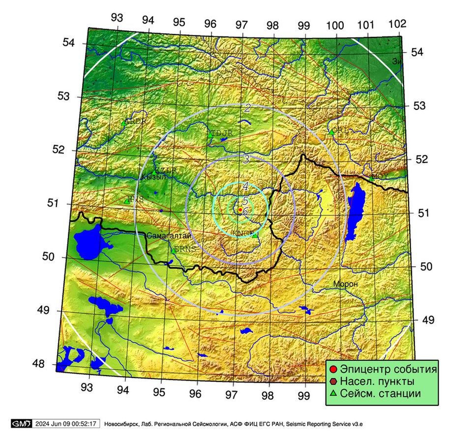 Землетрясение случилось к востоку от Кызыла