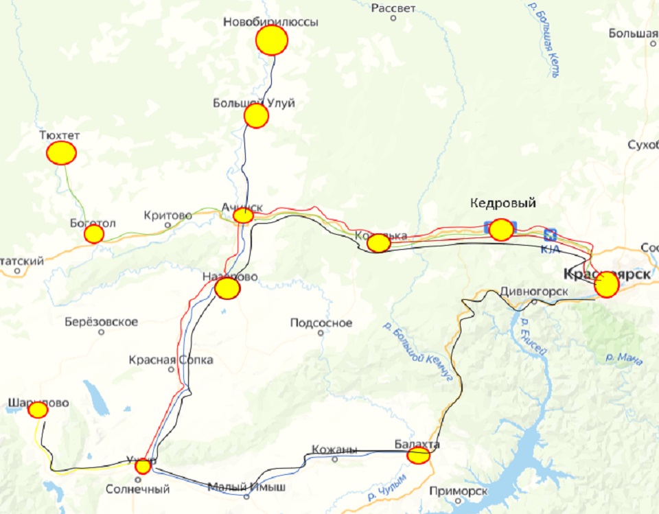Маршруты западного направления