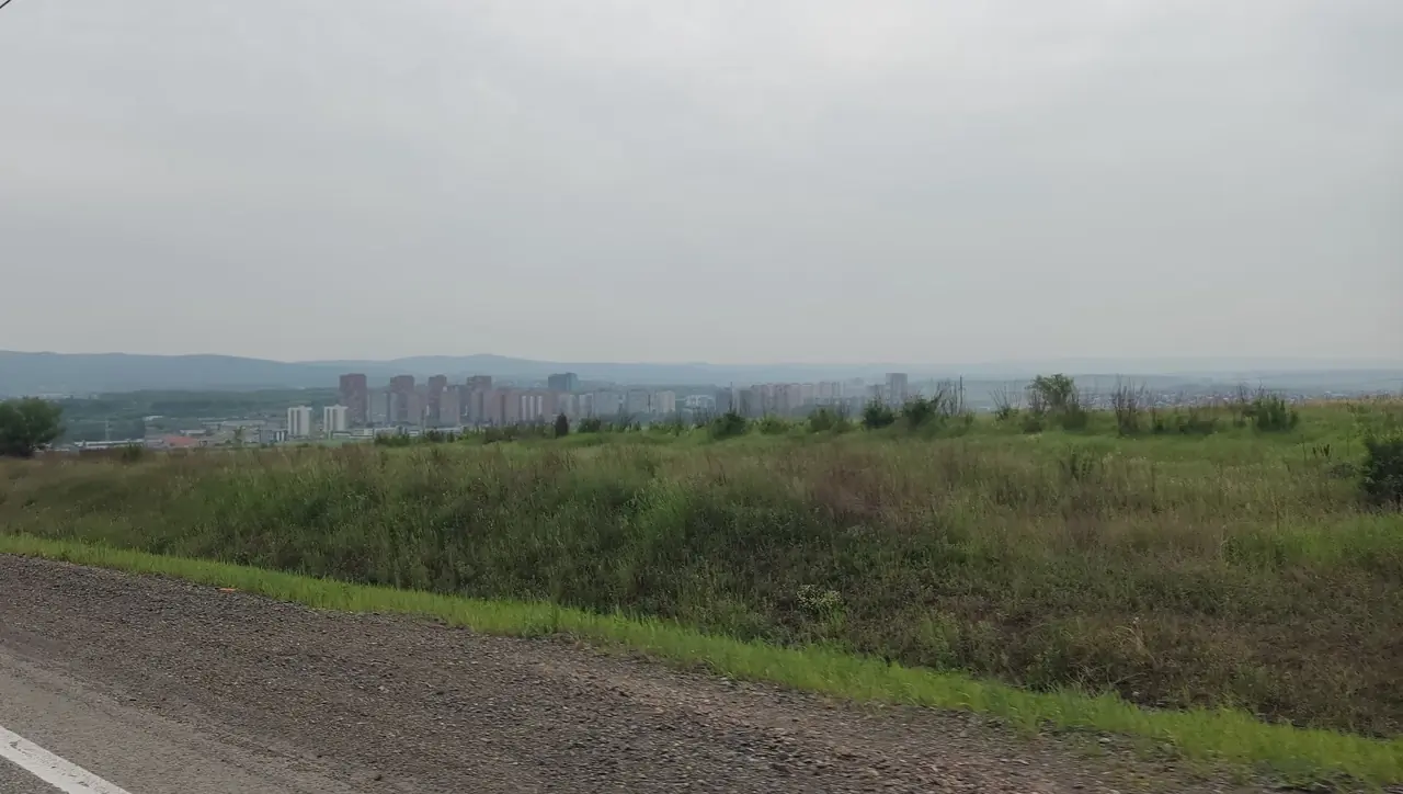 Смог, серая дымка над Красноярском