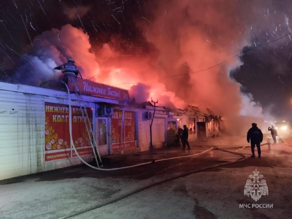 Пожар павильонов в Минусинске