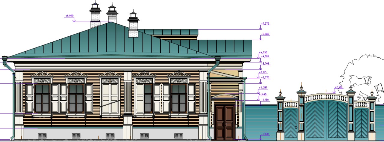 Проект фасада дома Кусковых