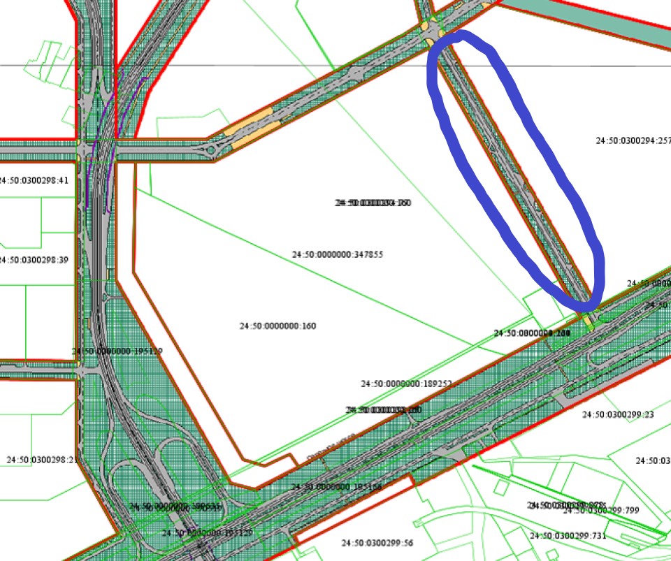 Проезд простроят в районе развязки на Северном шоссе и Авиаторов. Он обведен синим