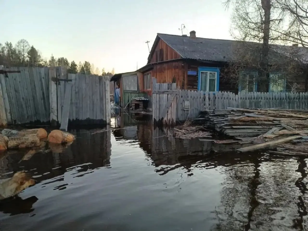 Подтопленные дома, половодье