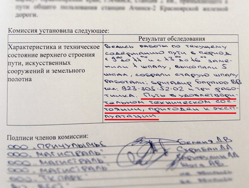 Ремонт путей, документ