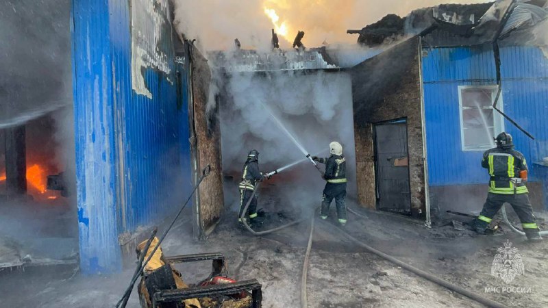 Пожар в гараже Енисейска