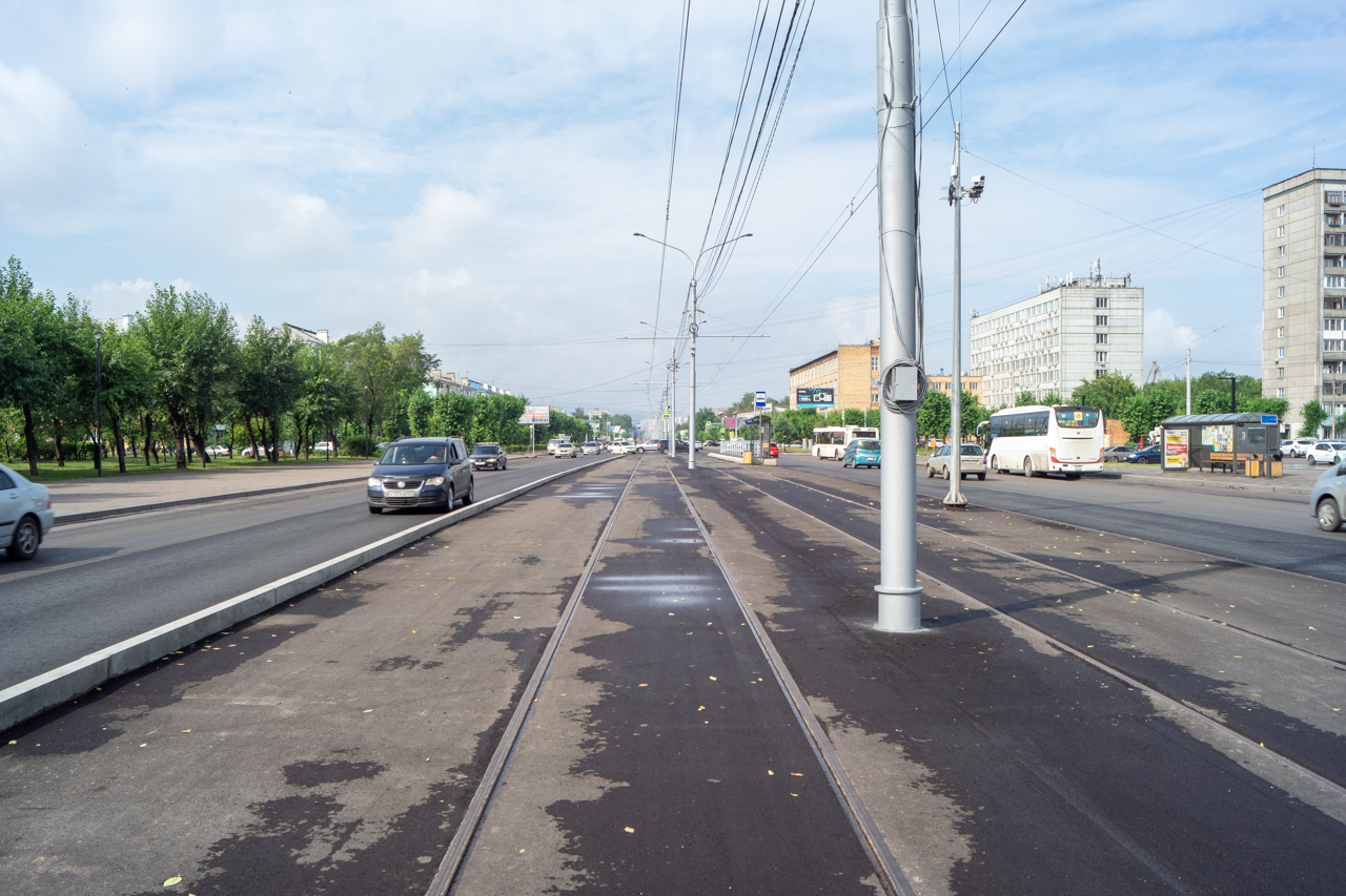 Как починили пути трамвая на Красрабе в Красноярске