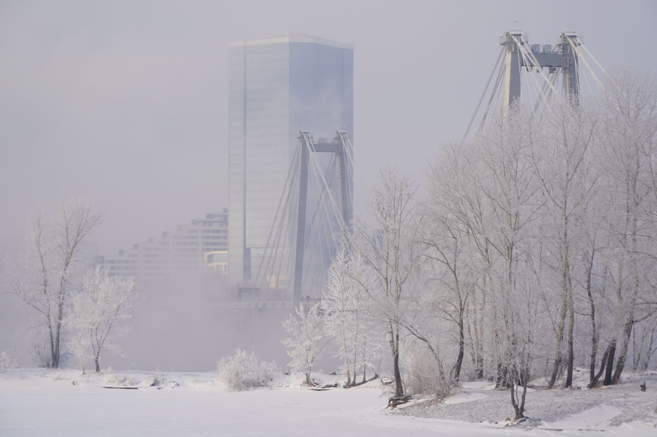 Морозы в Красноярске и смог
