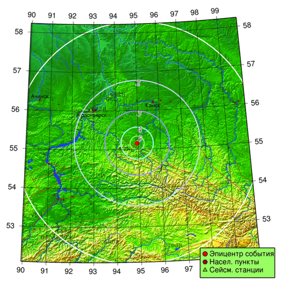 В Красноярском крае зафиксировали землетрясение магнитудой 4,6