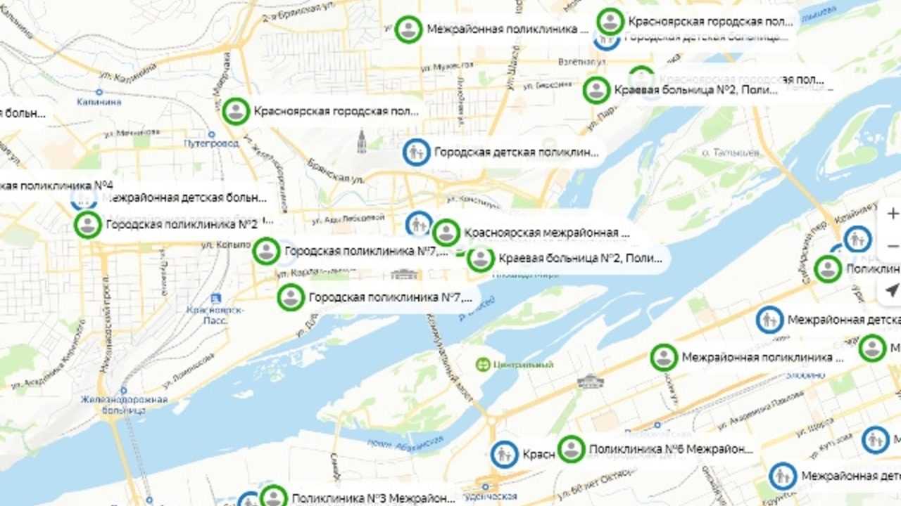 Красноярцы могут найти поликлинику на интерактивной карте