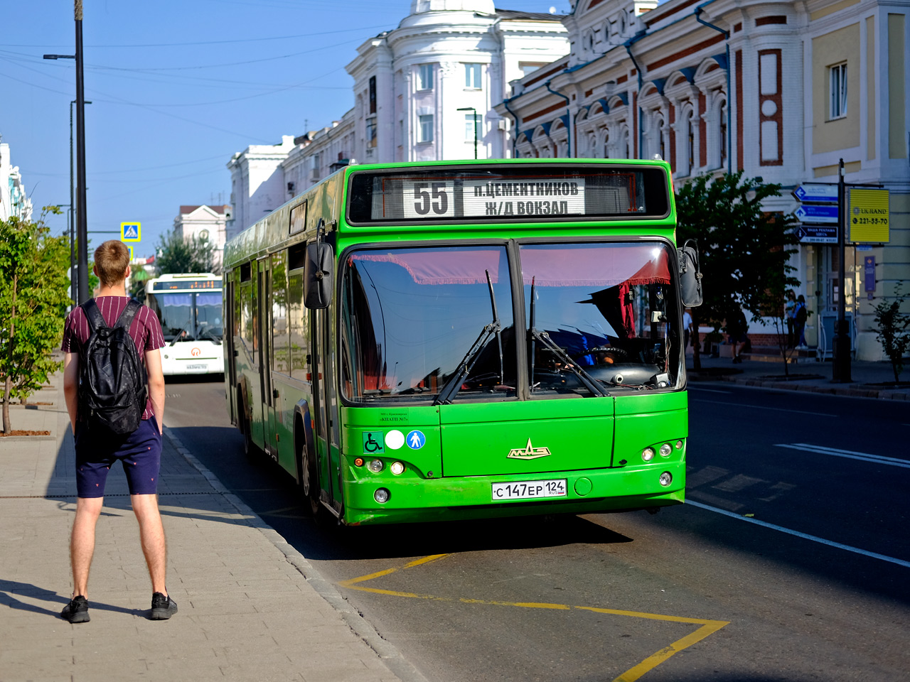 Автобус зеленый в Красноярске маршрут 55