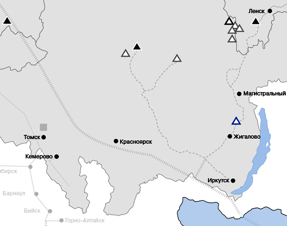Месторождения газа в Приангарье в Богучанском районе Красноярского края