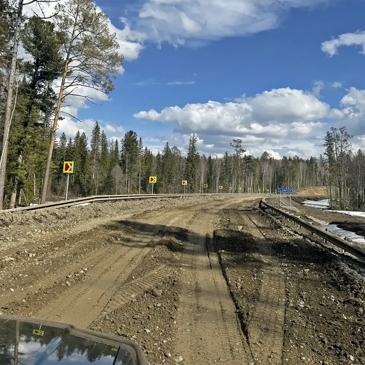 Участок дороги от Высокогорского через р. Крутая
