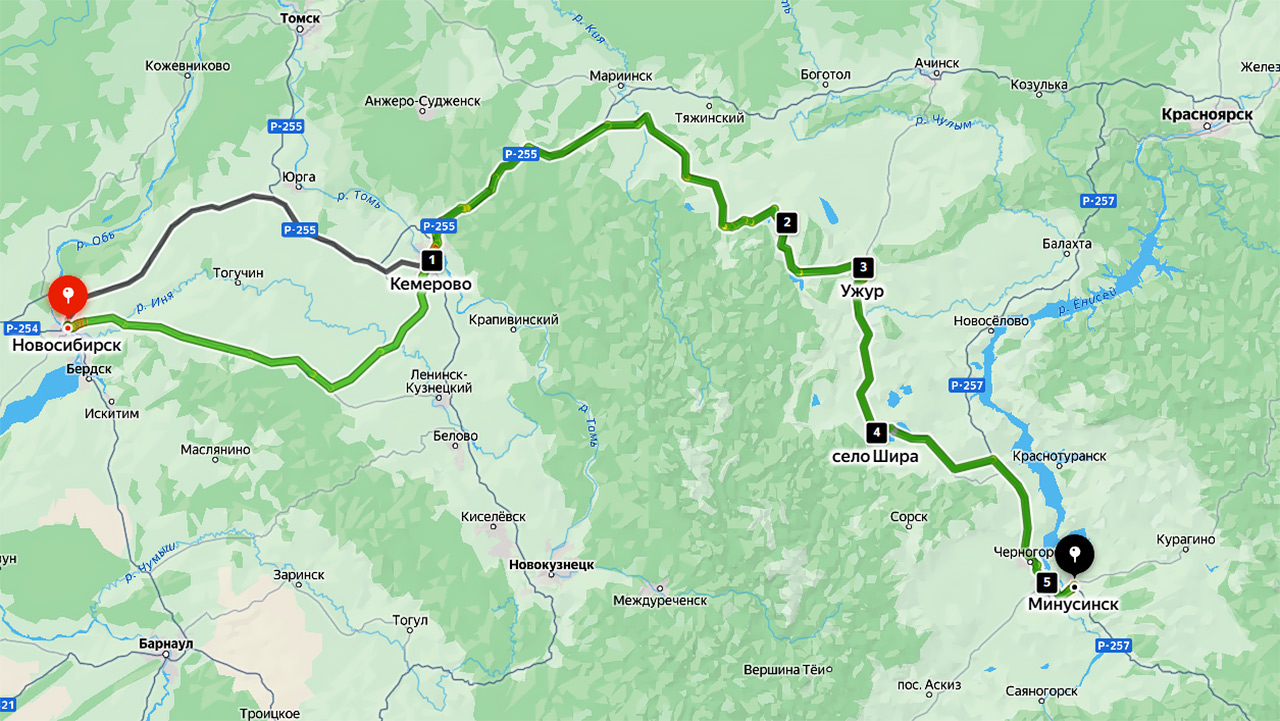 Дорога-дублер Р-255, карта