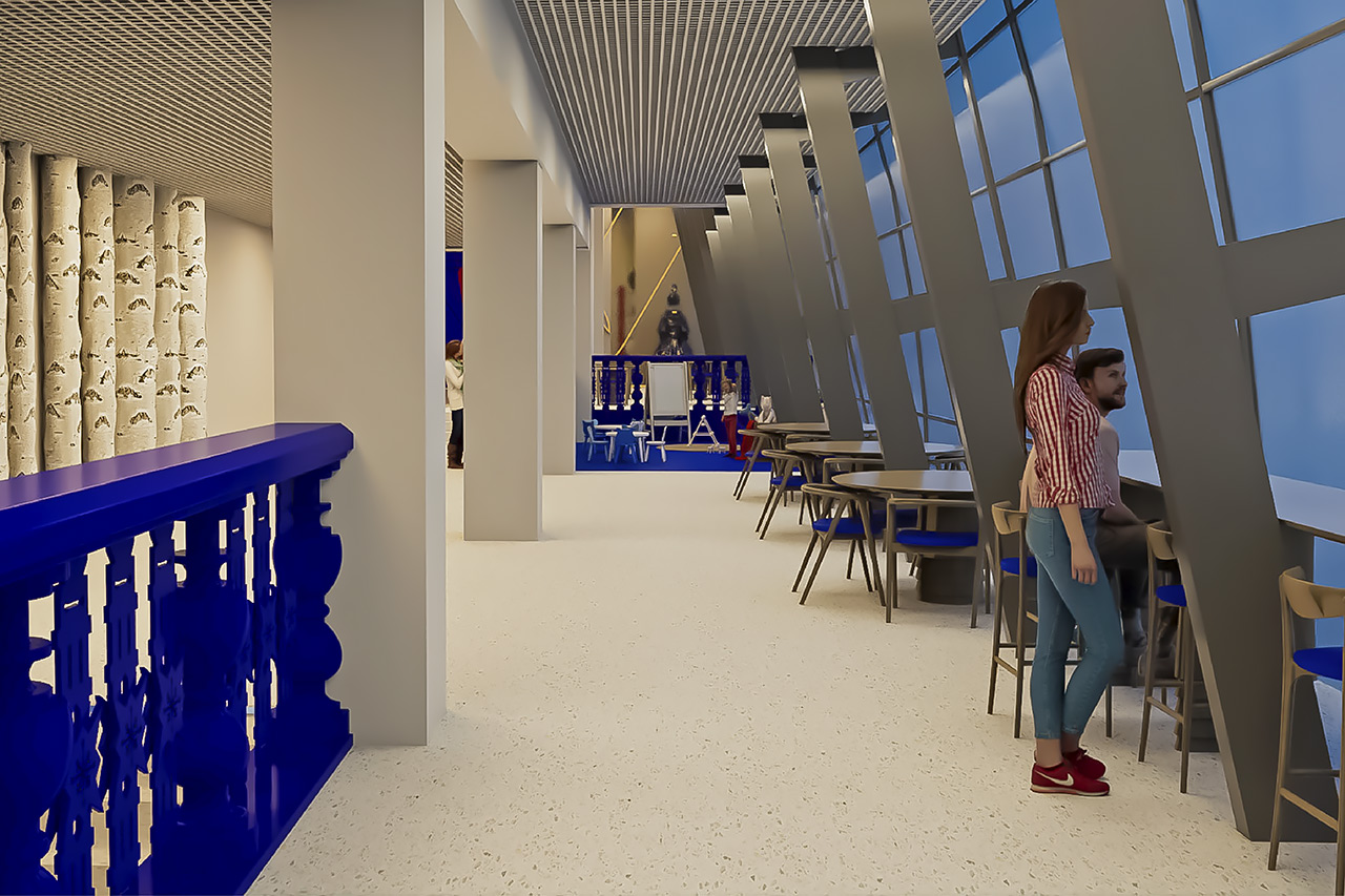 Национальный центр Россия в Красноярске - фудкорт рендер