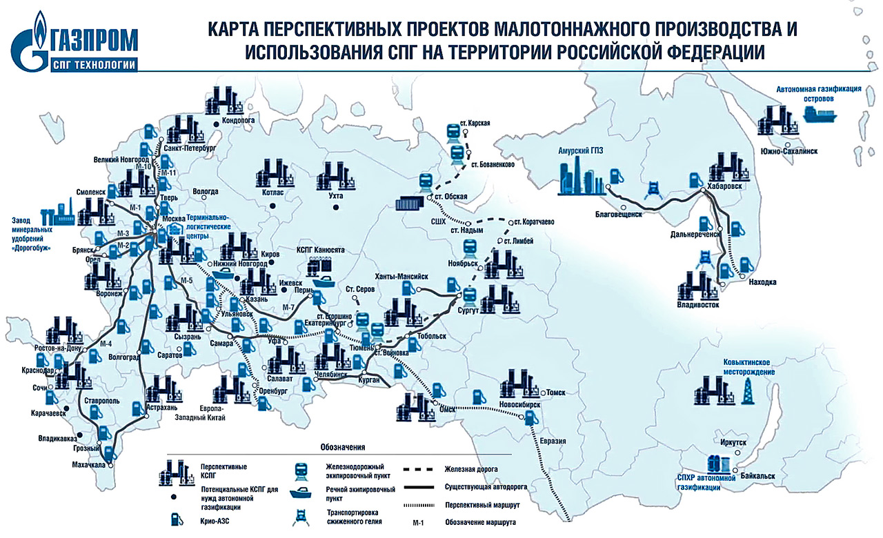Карта КСПГ от Газпрома