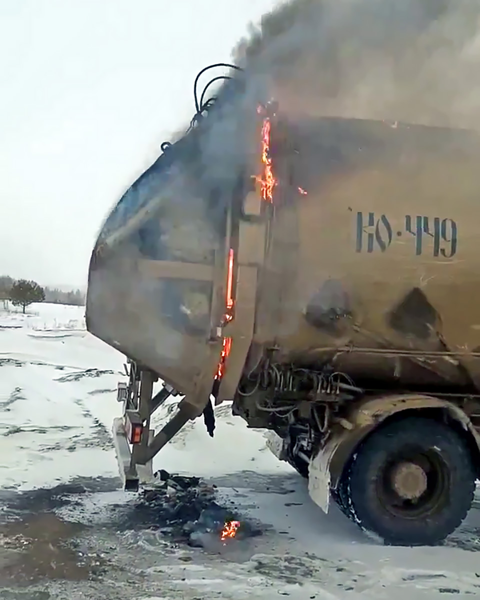 Загорание мусоровоза в Иланском