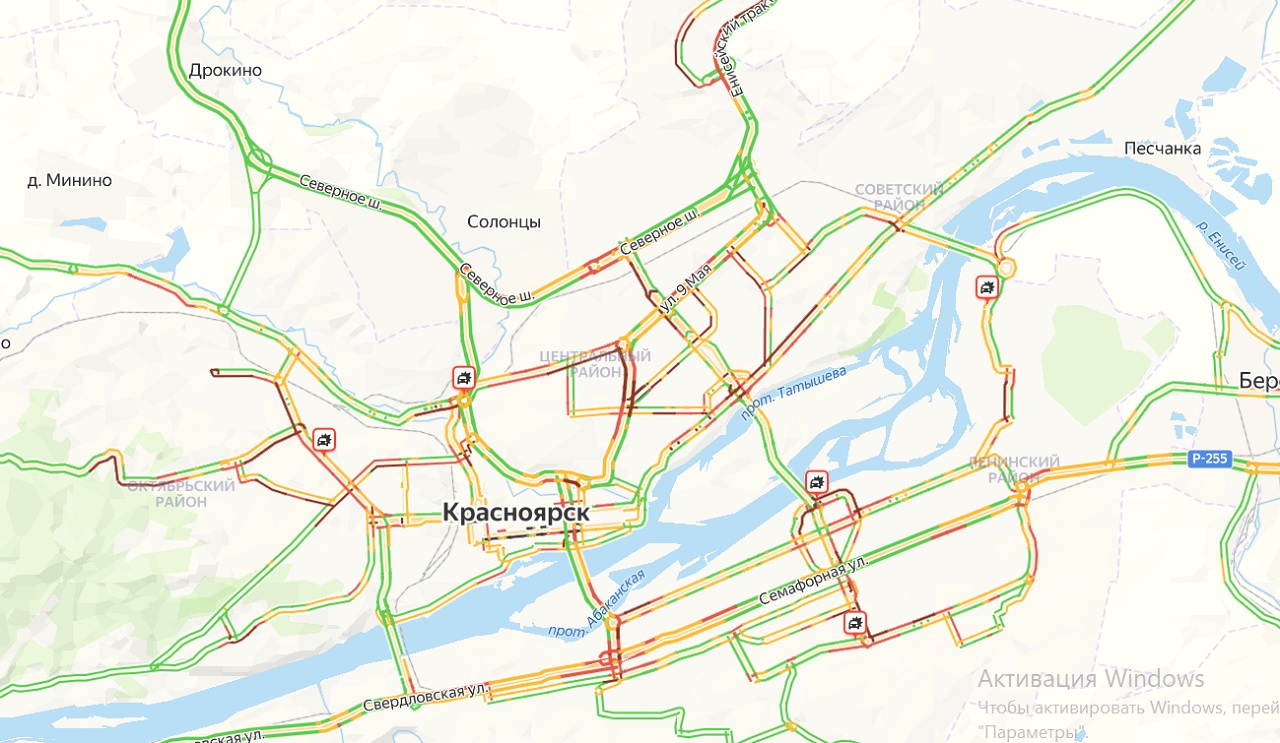 карты пробок, красноярск в пробках