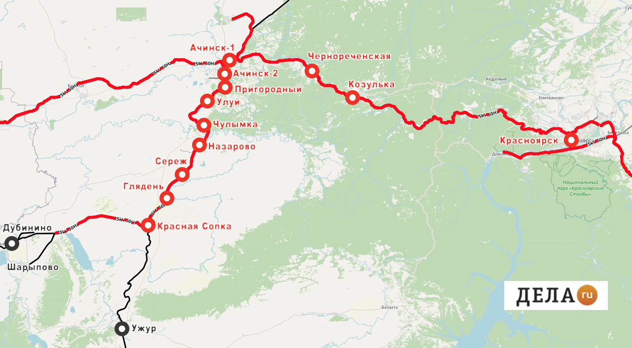 Карта электрички западного экспрессаКрасноярского края