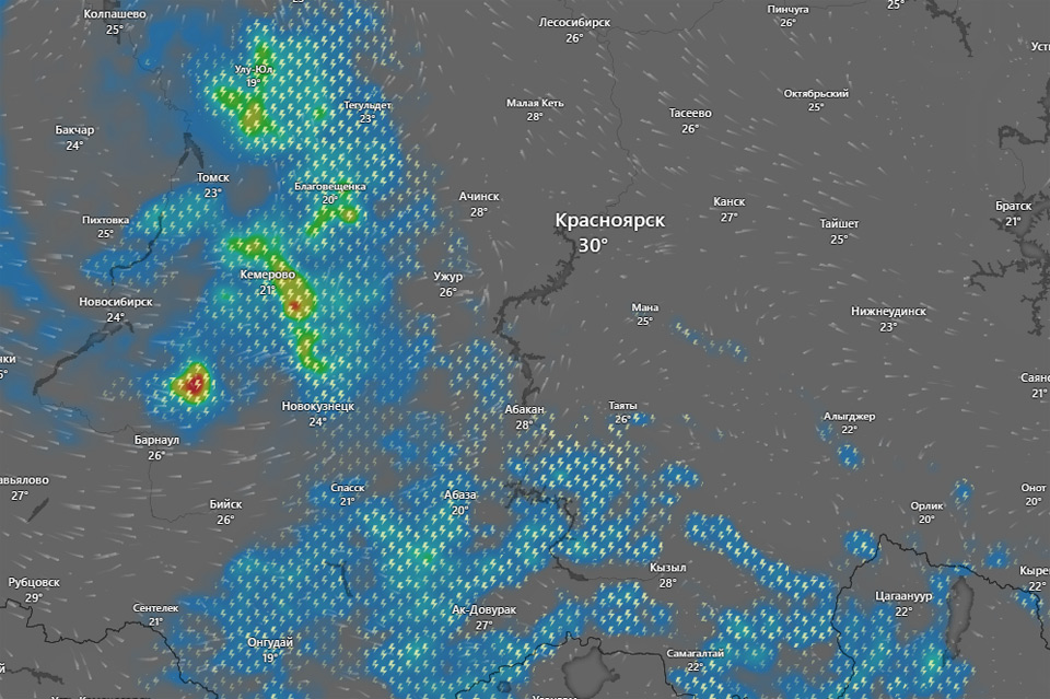 карта дождей и гроз