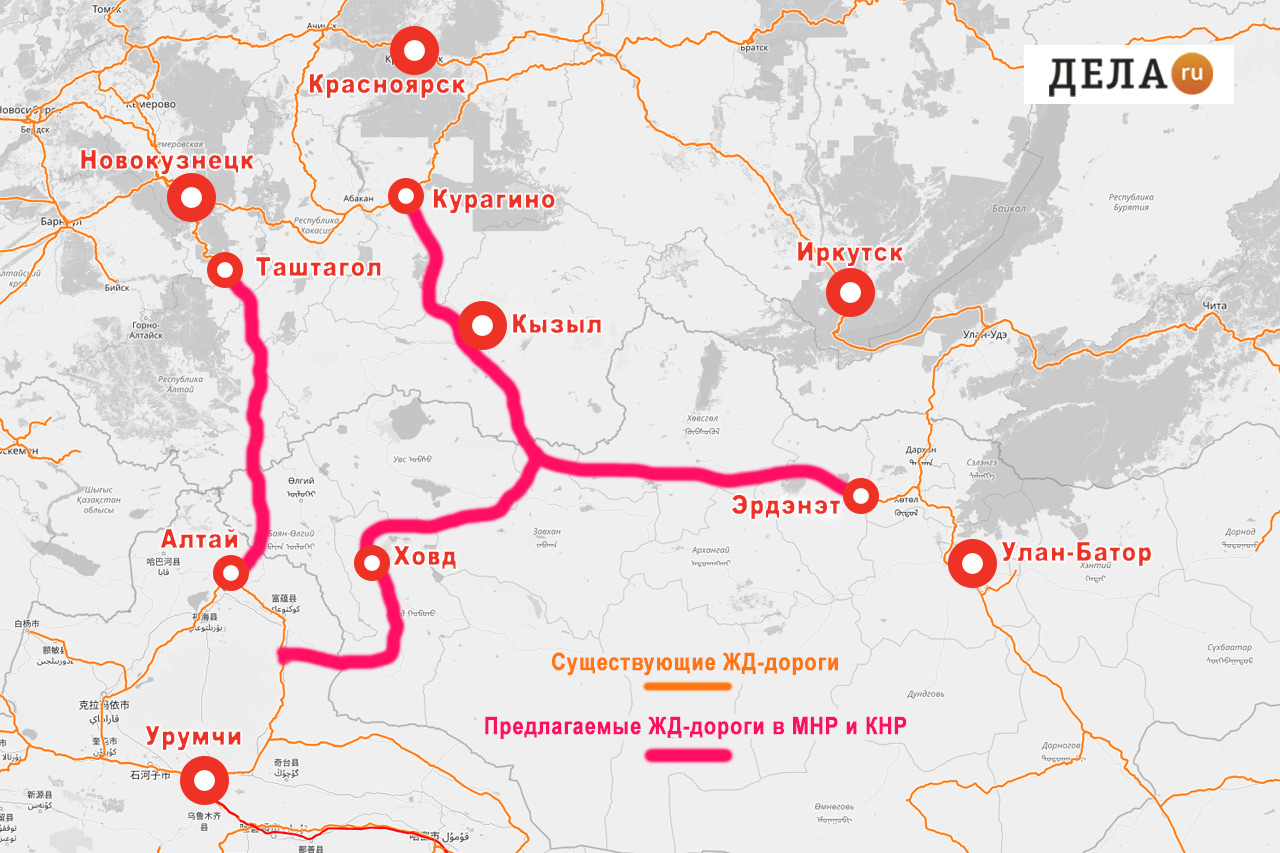 Кызыл Курагино и дорога в Монголию и Китай - общая глобальная схема