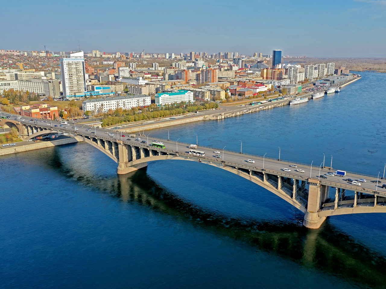 Коммунальный мост Красноярск вид сверху