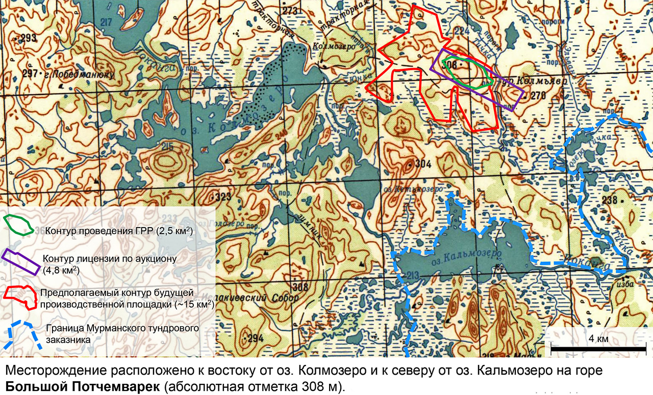 карта колмозерского месторождения лития