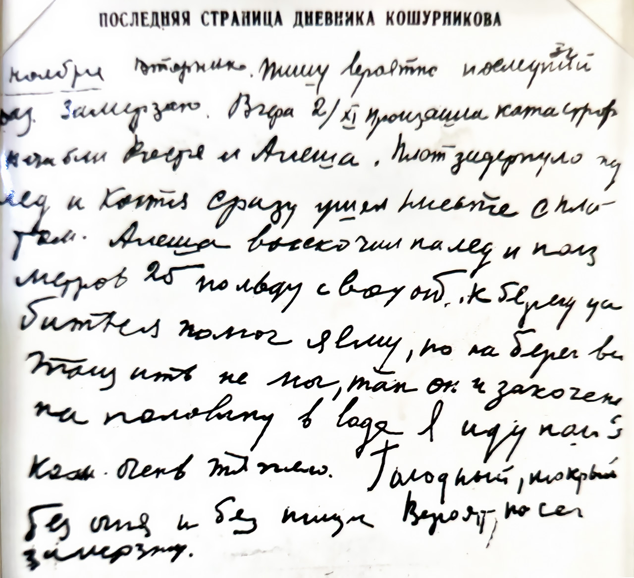 Последняя записка Александра Кошурникова