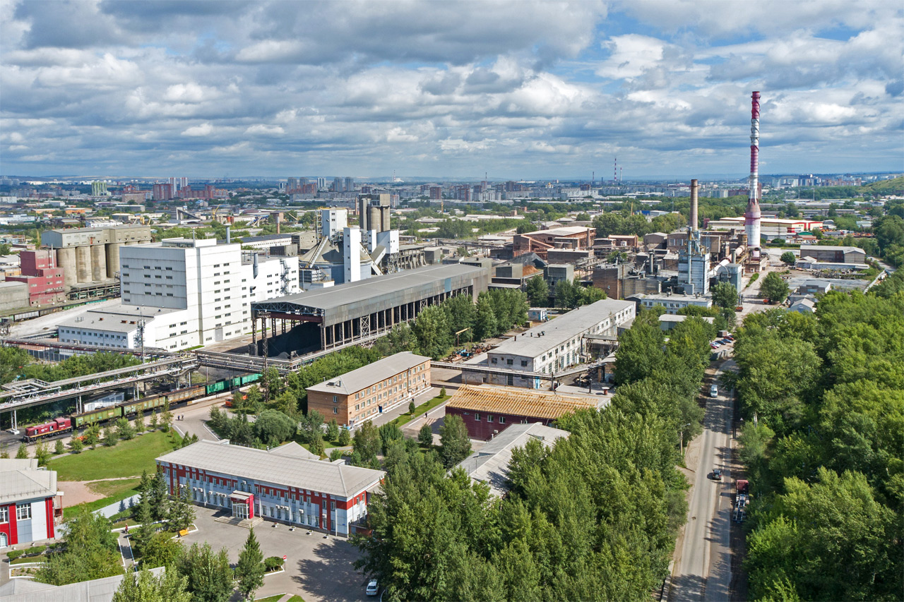 Красноярский цемент - Цементный завод Красноярск вид сверху