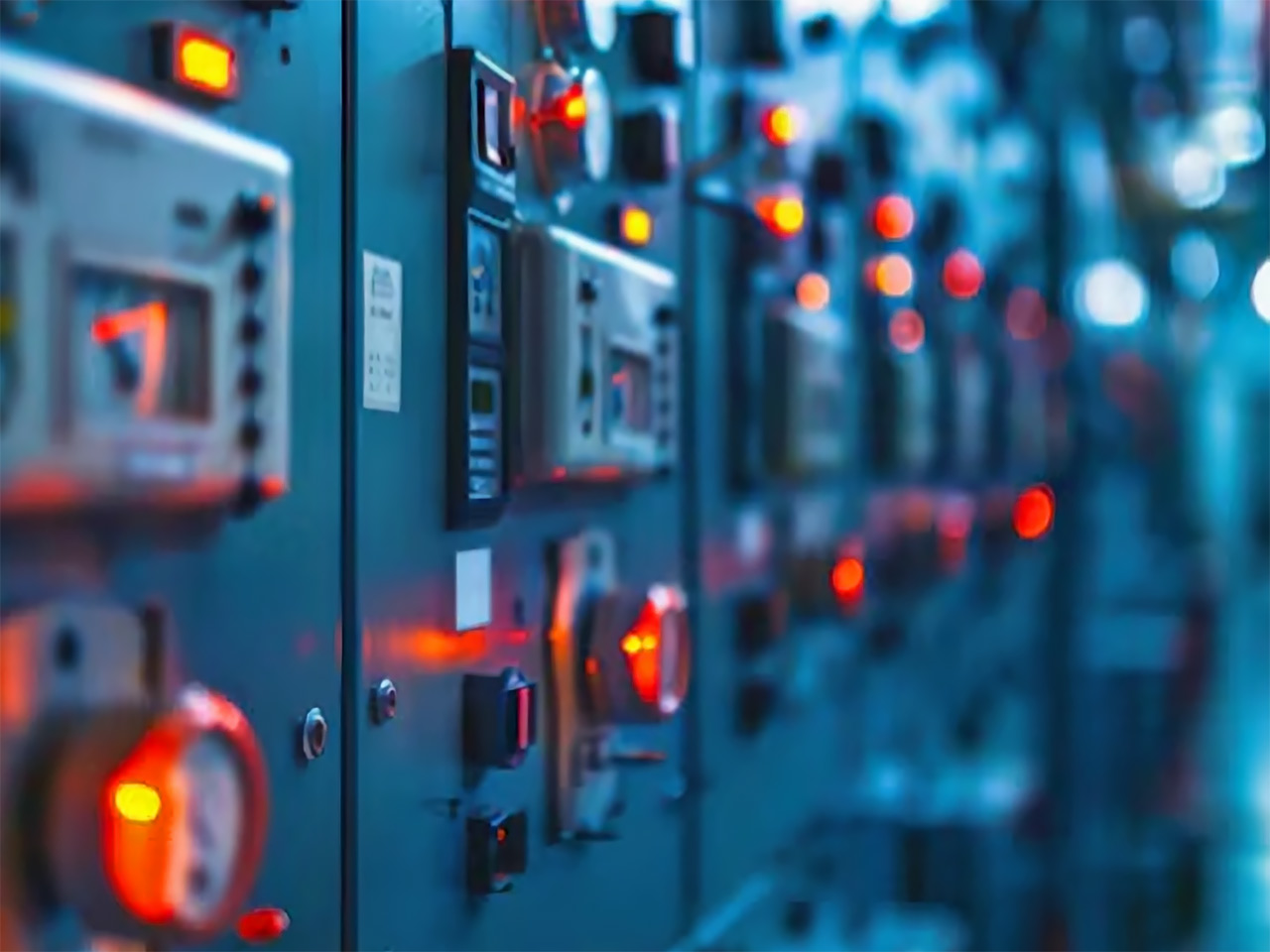 Абстрактная картинка про оборудование - красные лампочки