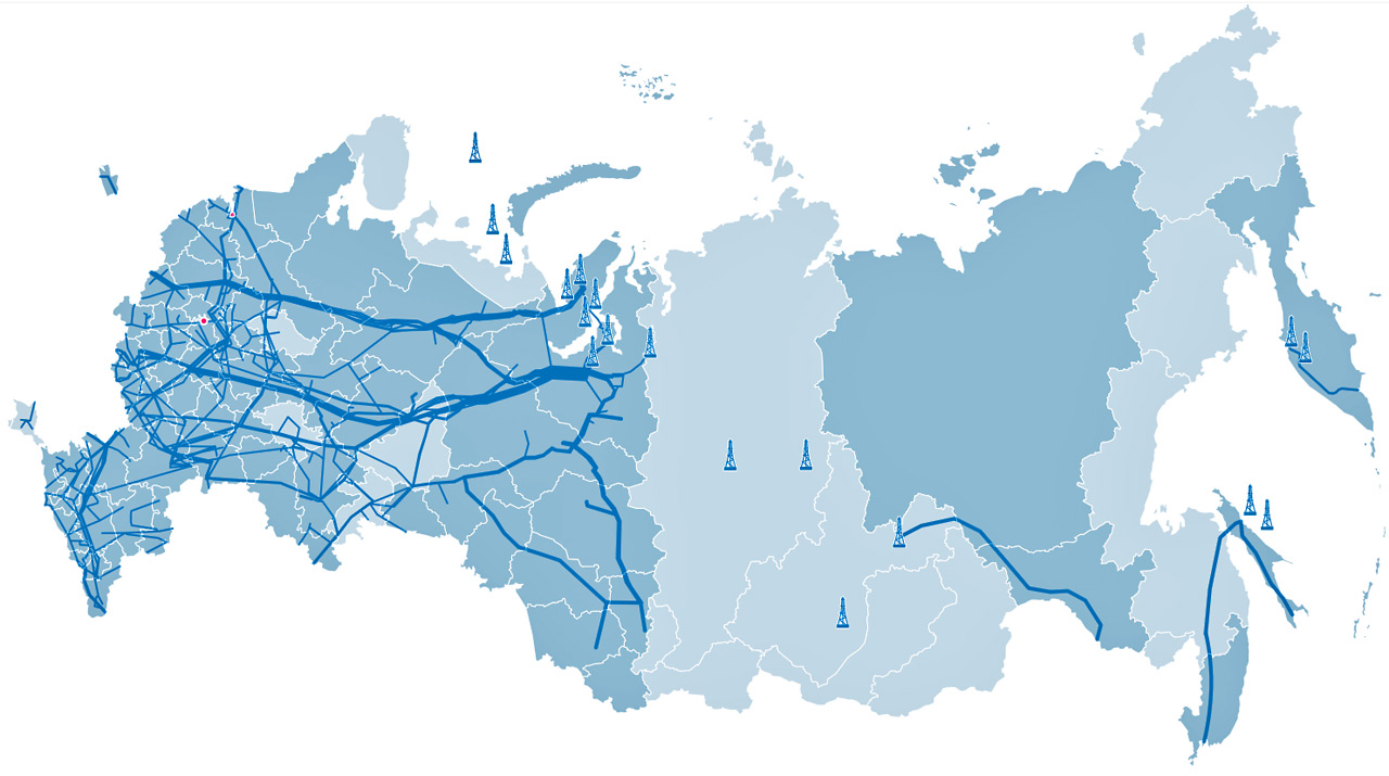 Схема магистральных газопроводов России