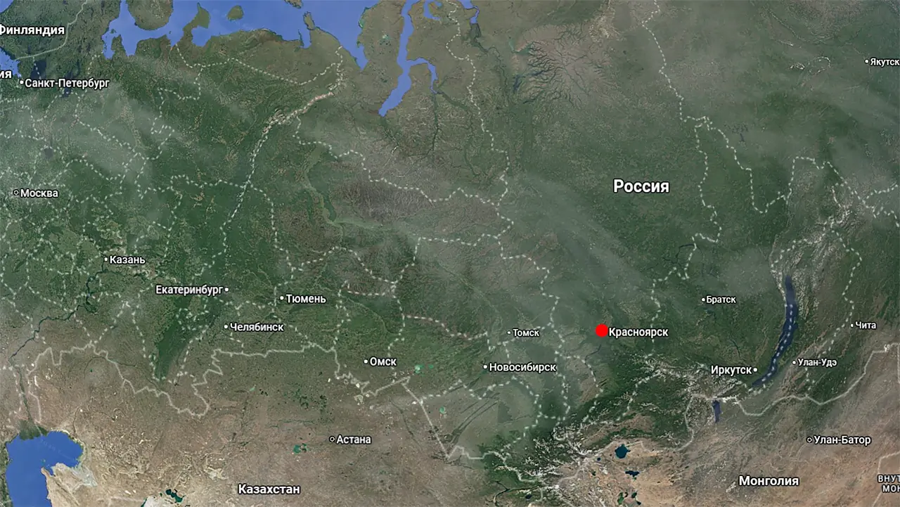 Расположение Красноярска на карте