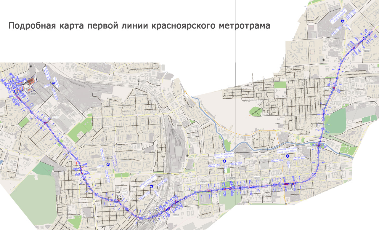Полдная и подробная большая схема метро Красноярска