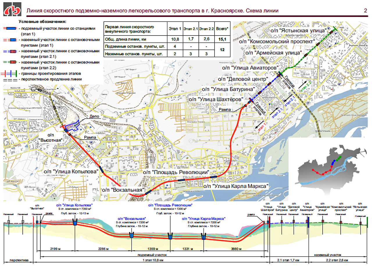Новая обновленная схема Красноярского метро - легкорельсовая