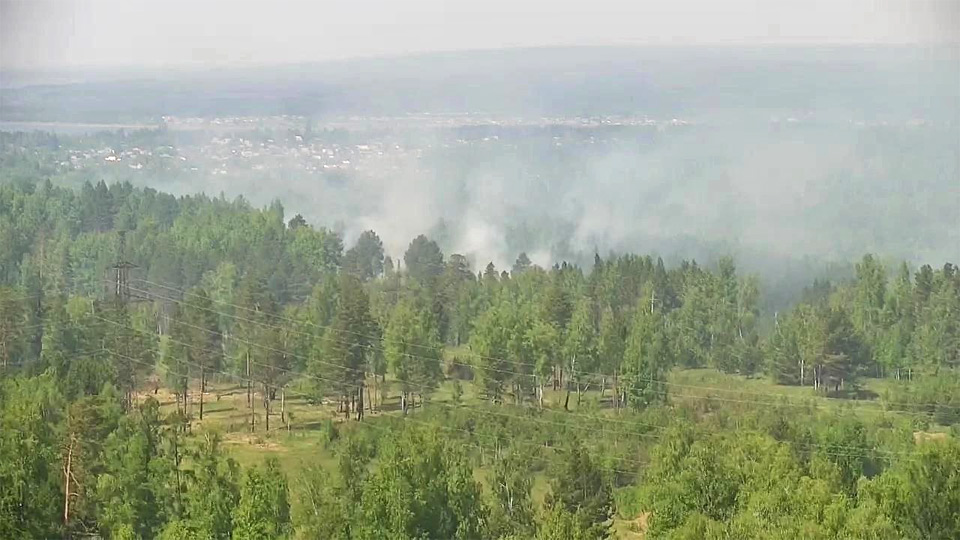 Возгорание лесного массива в окрестностях Минусинска