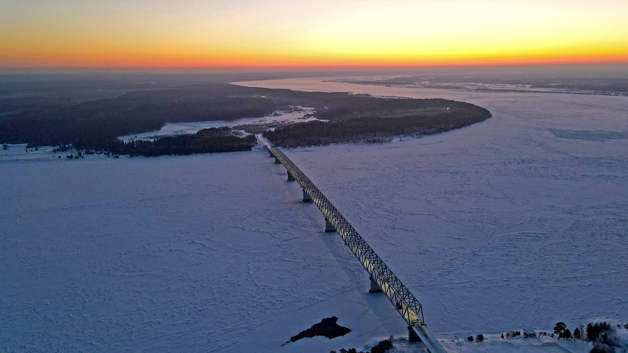 Высчокогорский мост зимой