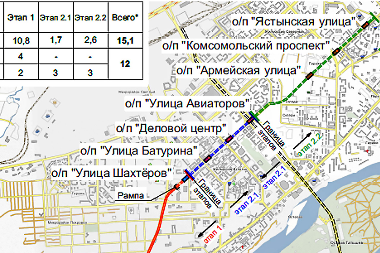 Продолжение линии метротрама Красноярска по земле в сторону Северного