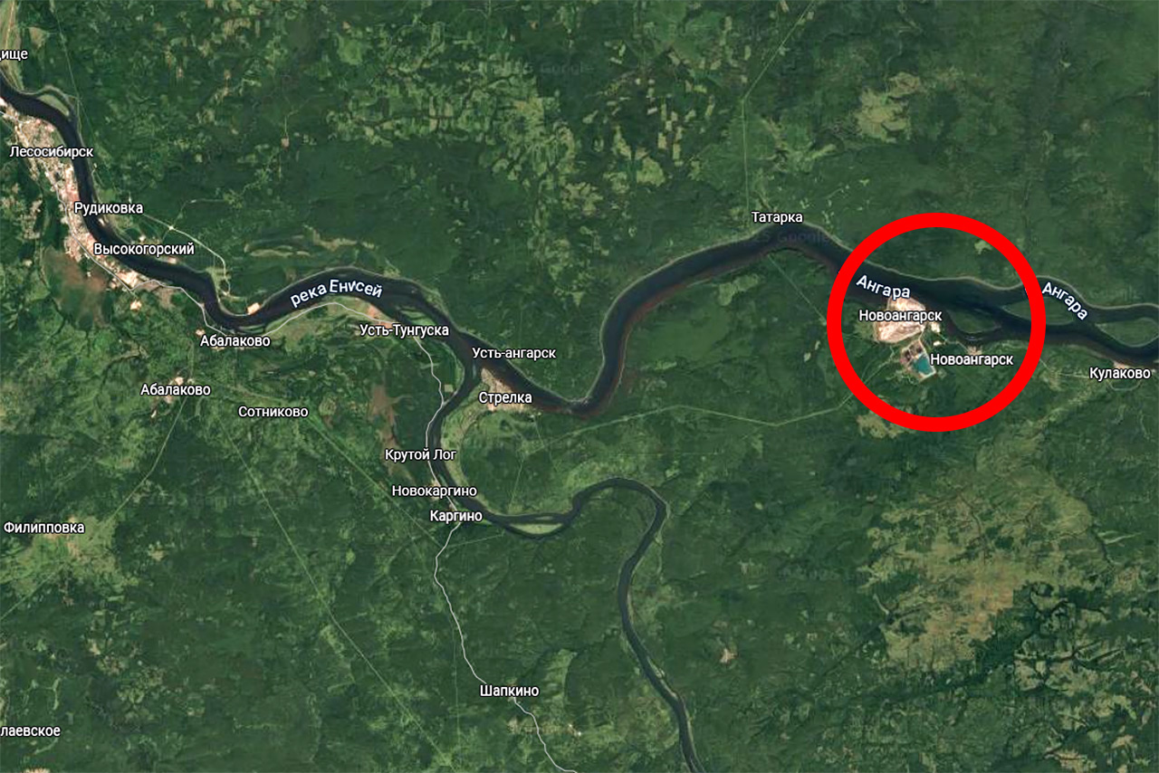 Новоангарск и Горевский ГОК карта