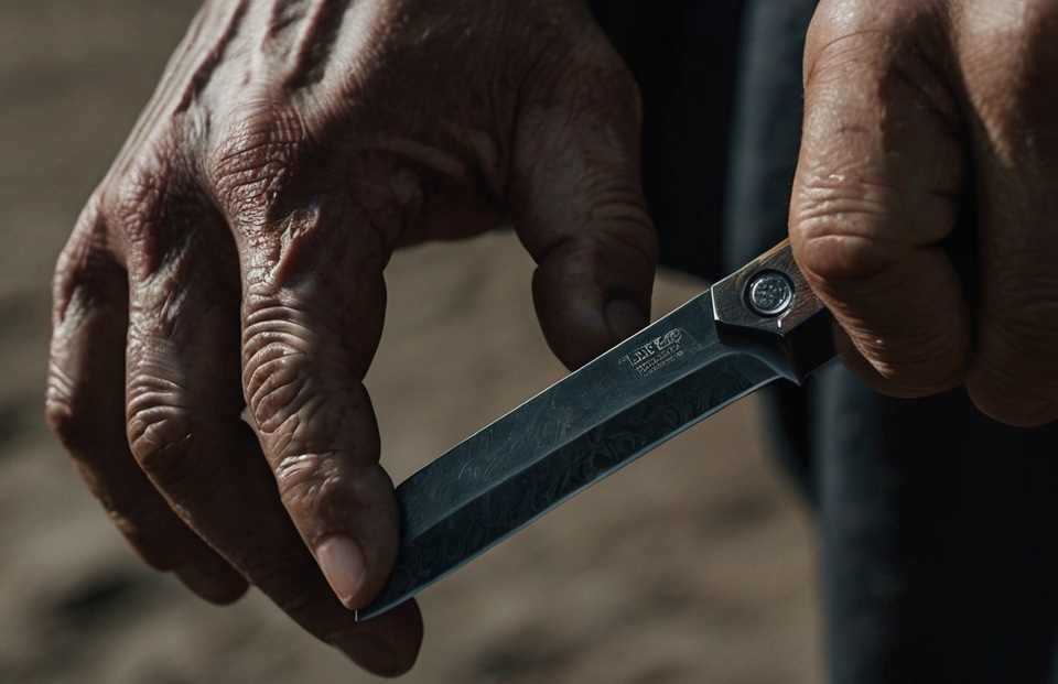 нож в мужской руке