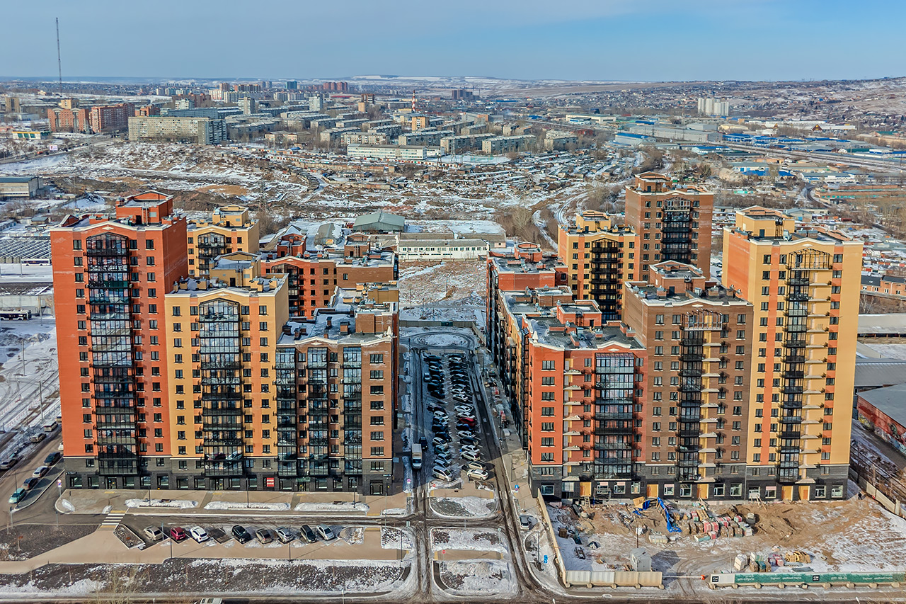Стройка сити-квартала ОКТА в Октябрьском районе Красноярска