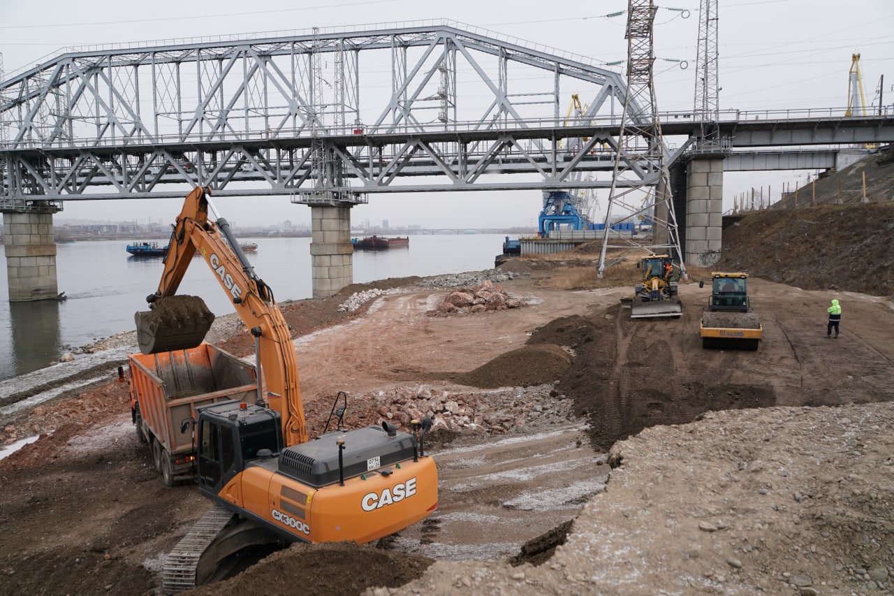 Строительство развязки с Пашенного на николаевский мост. Дорога пройдет вдоль Енисея