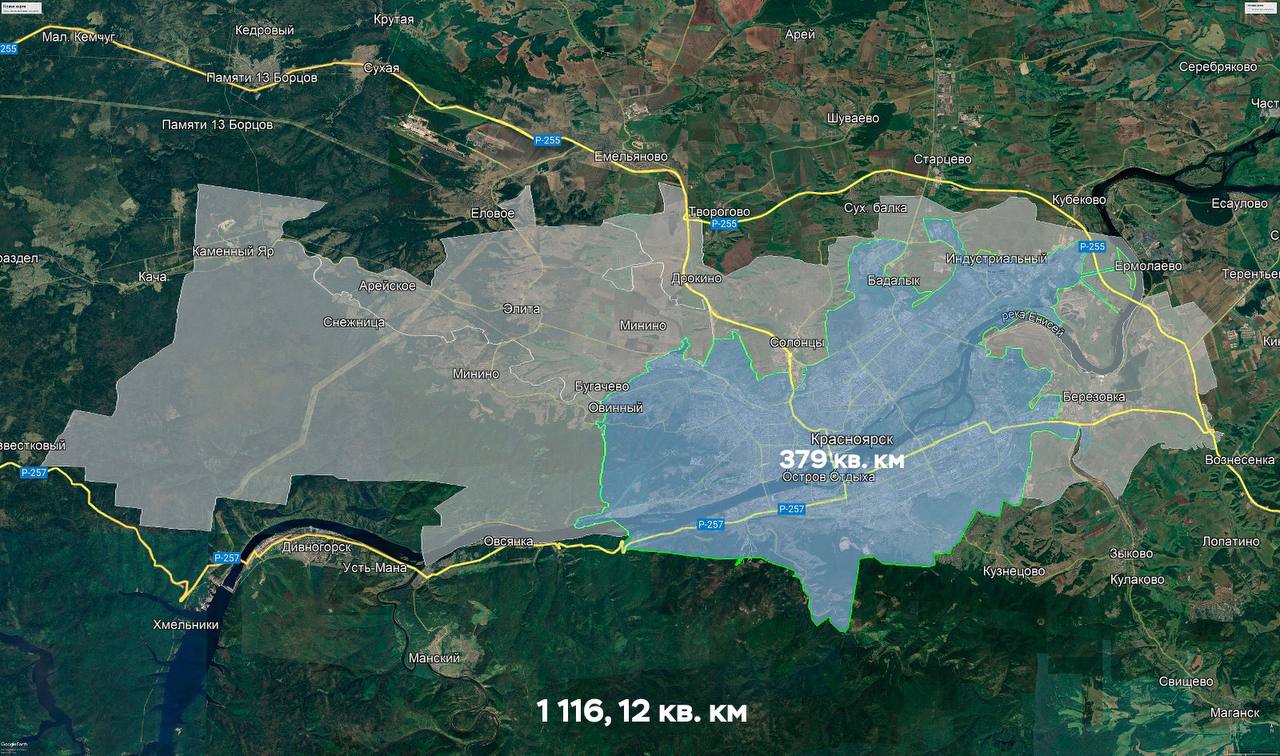 Карта городского округа Красноярск