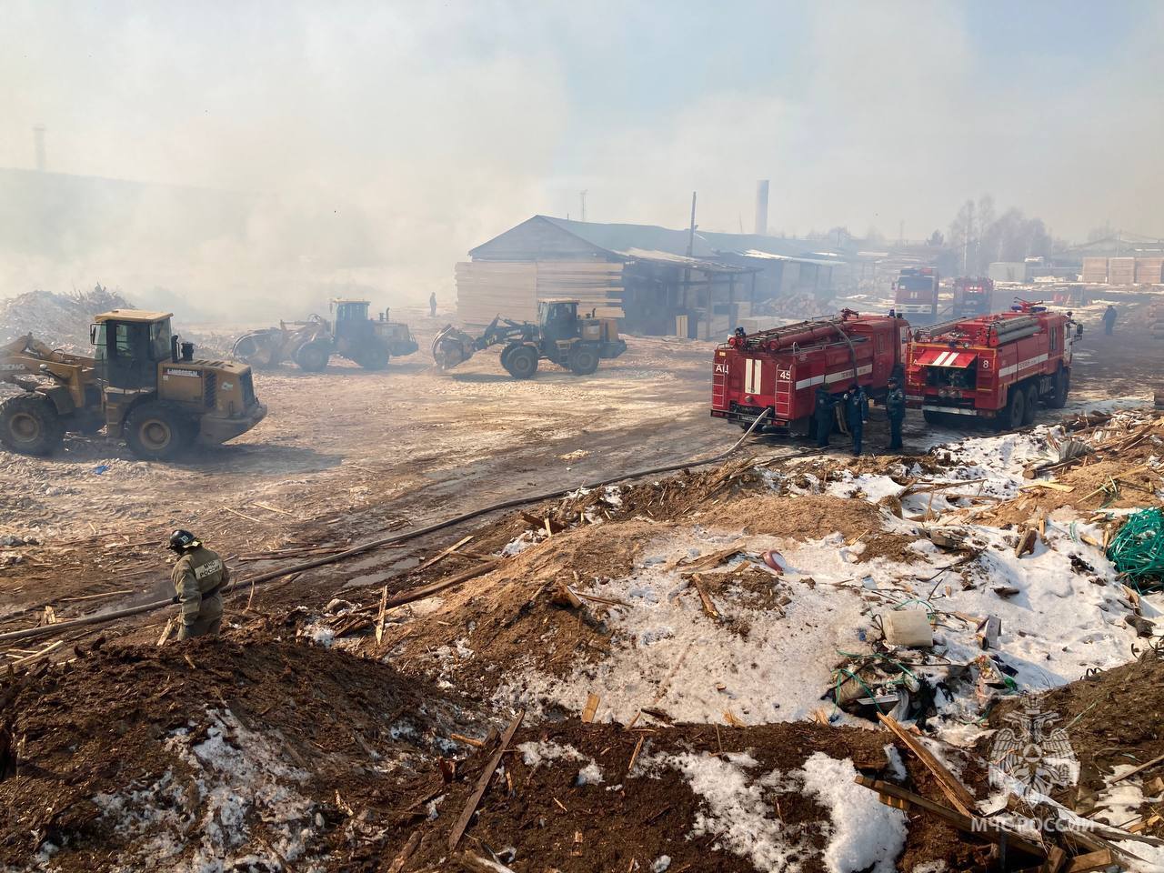 Пожар на лесопилке в Шуваево