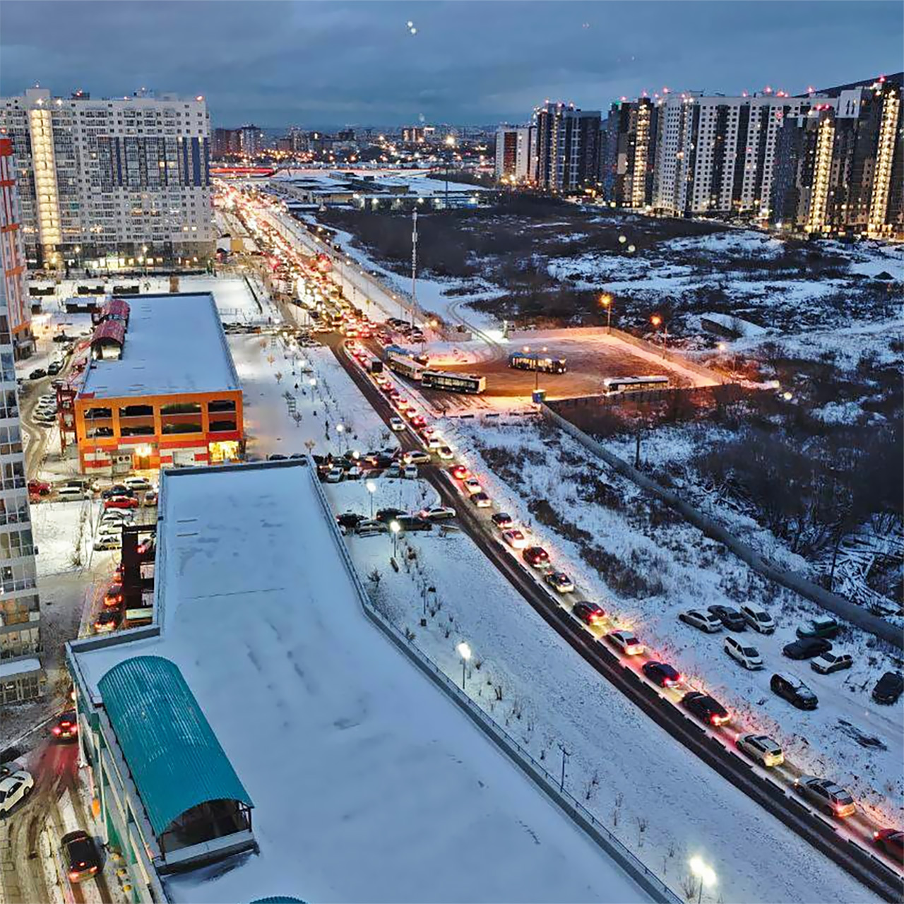 Пробки в Тихих Зорях Красноярска