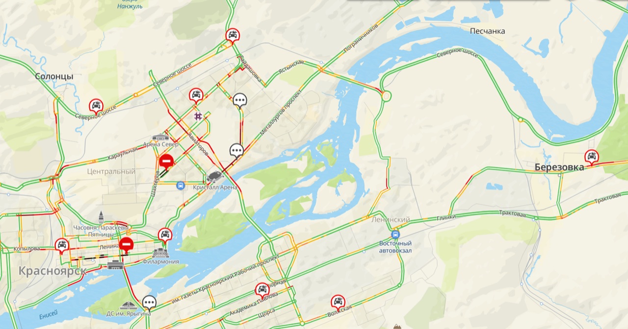зимние пробки в Красноярске